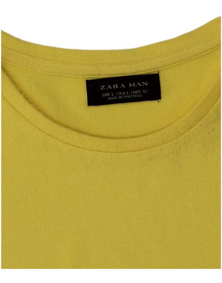 Zara Herre T-Shirt Top Stor Gul Polyester