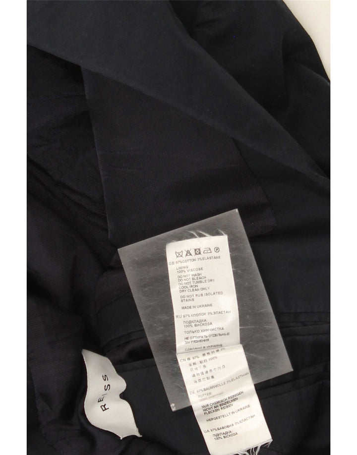 Reiss Herre 2 Button Blazer Jacket UK 42 XL Navy Blue Bomuld
