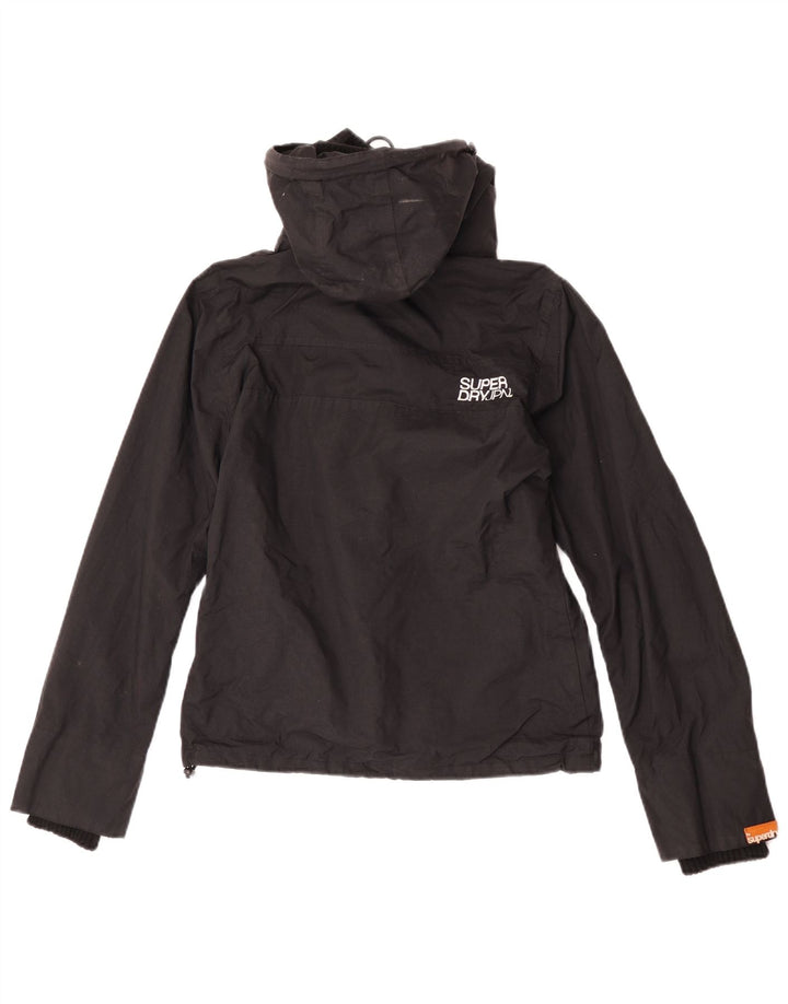 Superdry Regnjakke med hætte til kvinder UK 12 Medium Sort Nylon