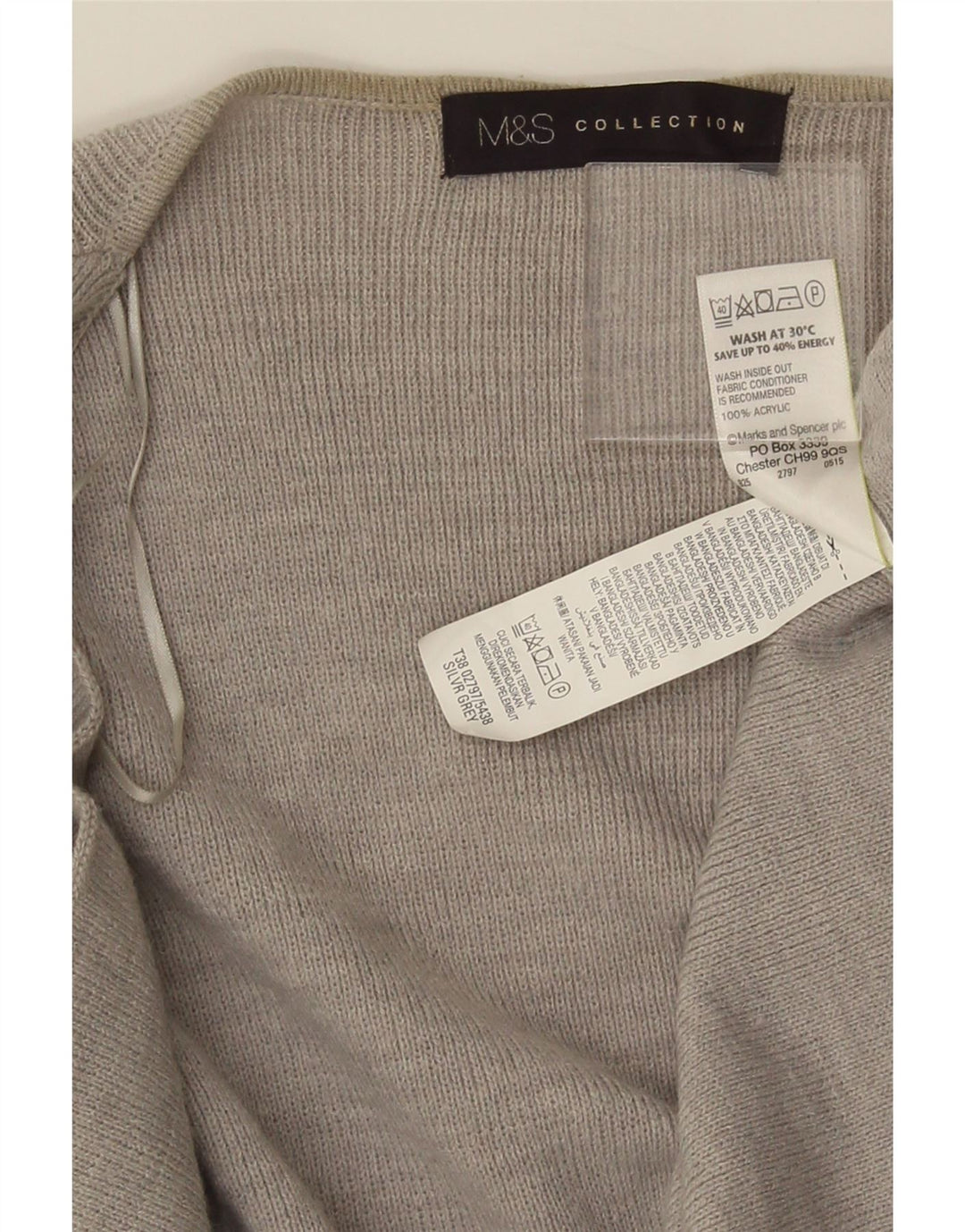 Marks & Spencer Dame Longline Åben Cardigan Sweater UK 10 Small Grey
