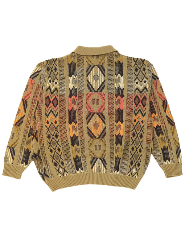 Babista Herre Polo Neck Jumper Sweater Stor Grøn Geometrisk