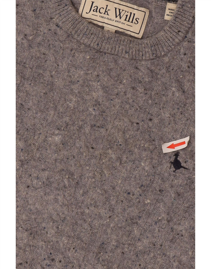Jack Wills Herre Crew Neck Jumper Sweater Small Grey Flecked Wool