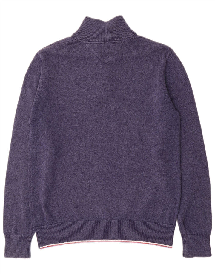 TOMMY HILFIGER Herre Button Neck Jumper Sweater Large Navy Blue