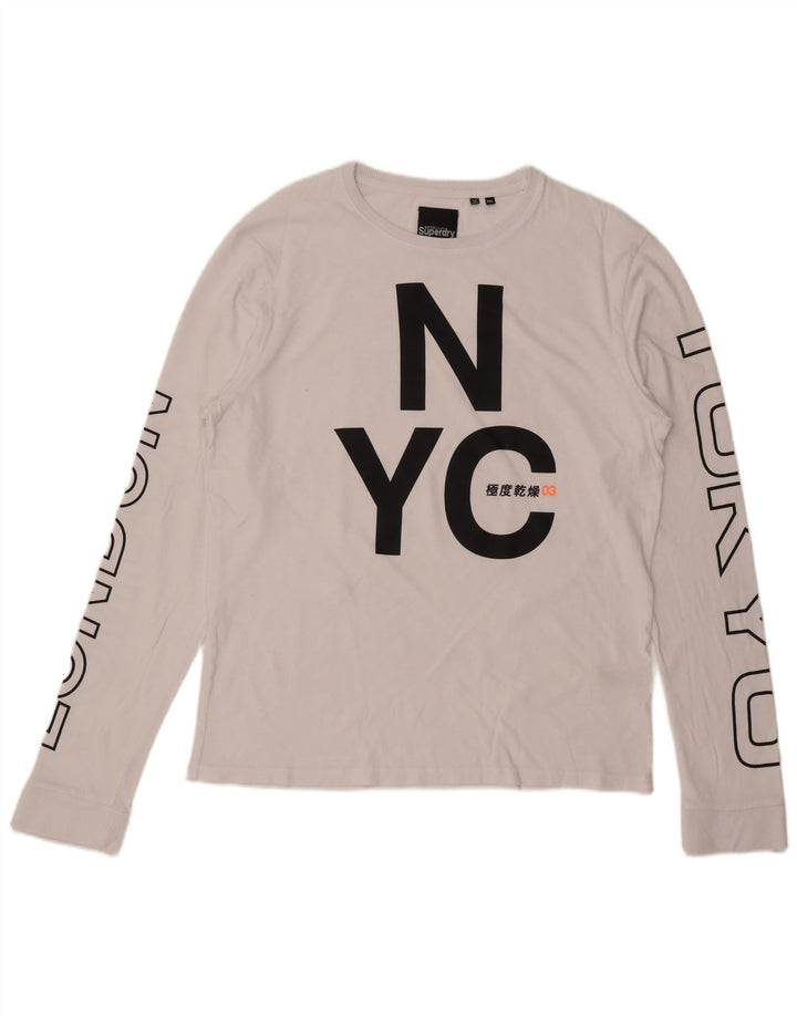 Superdry Herre grafisk top Langærmet 2XL hvid bomuld