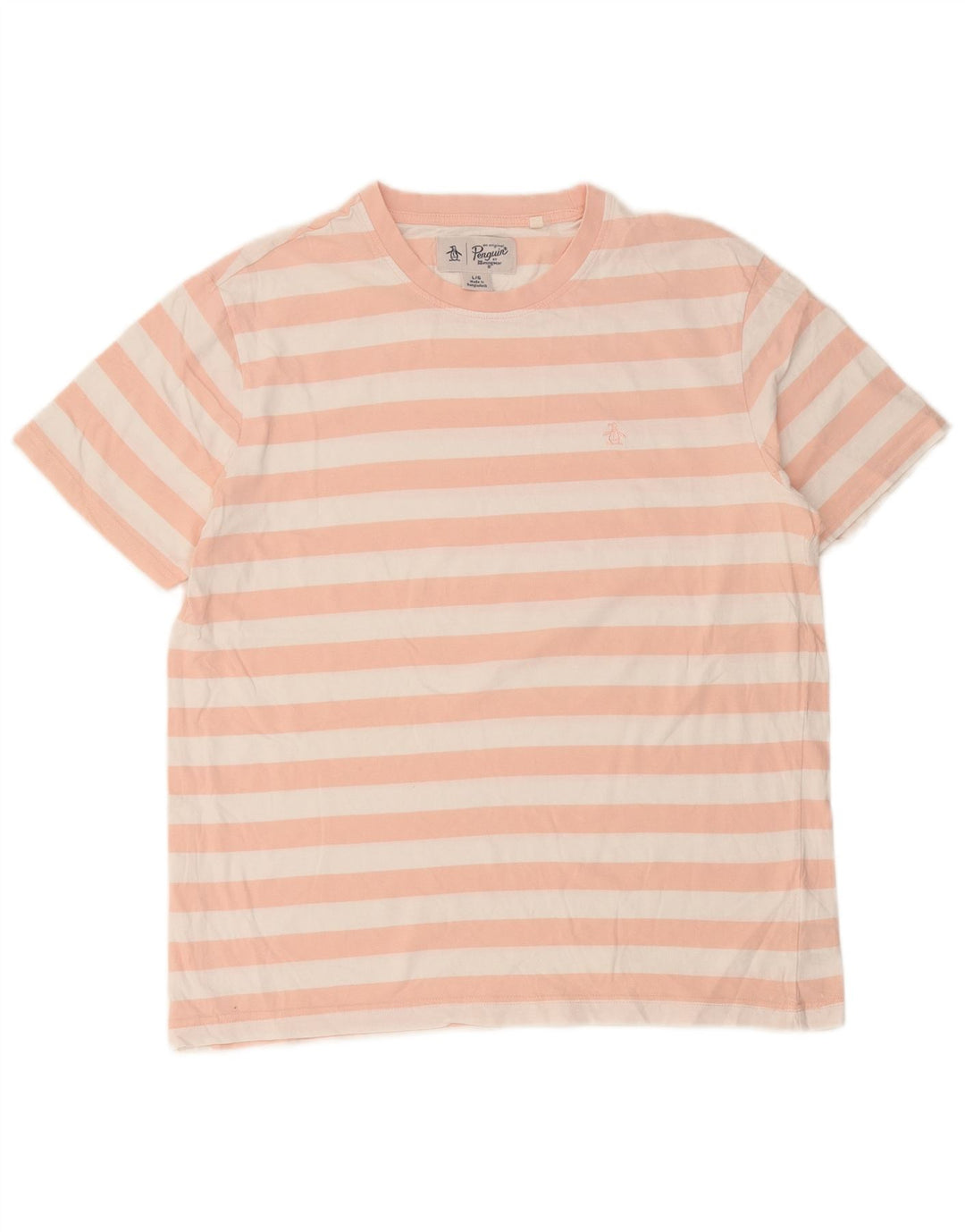 Penguin Herre T-Shirt Top Stor Pink Stribet Bomuld