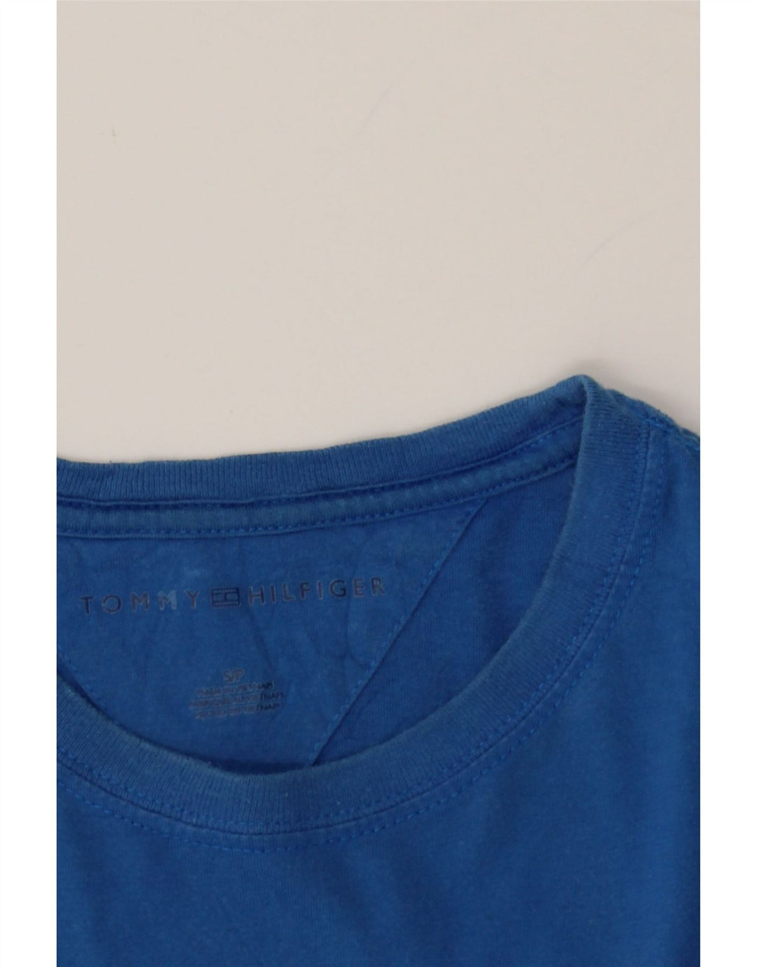 TOMMY HILFIGER Mens Graphic T-Shirt Top Small Blue Cotton Vintage Tommy Hilfiger and Second-Hand Tommy Hilfiger from Messina Hembry 