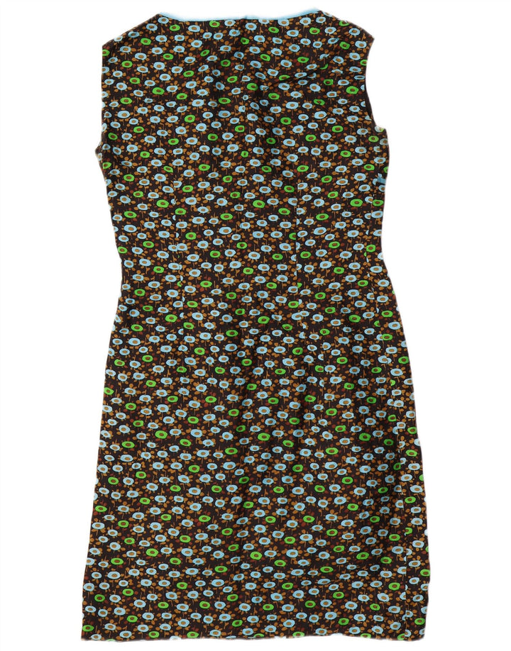 VINTAGE Kvinder 3/4 ærmer 2-delt sæt UK 14 Medium Black Floral