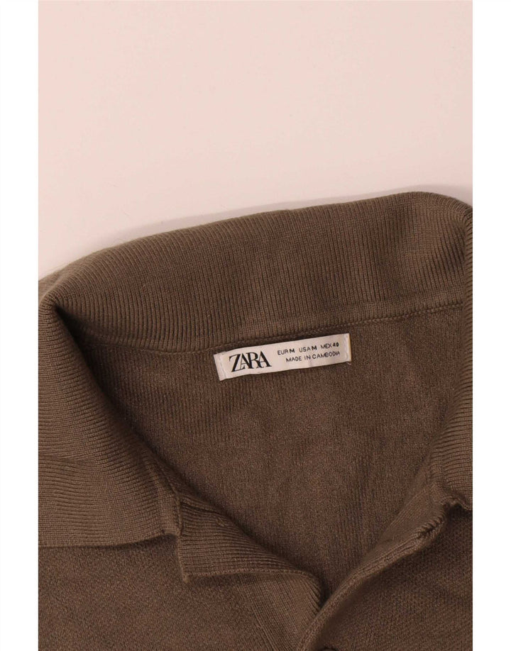 Zara Langærmet poloskjorte til mænd Medium brun viskose