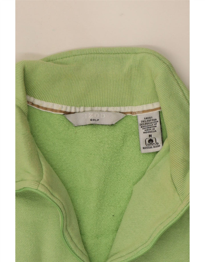 IZOD Womens Golf Zip Neck Sweatshirt Jumper UK 14 Medium Green Cotton Vintage Izod and Second-Hand Izod from Messina Hembry 