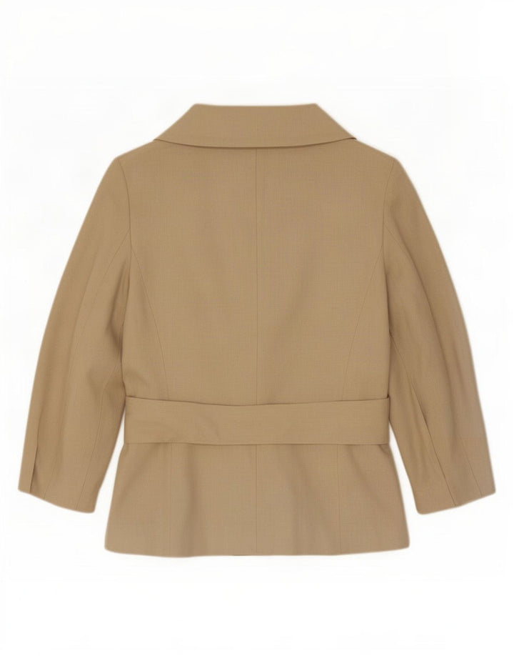 Zara Dame 3/4 ærmer 1 knap blazerjakke UK 14 Medium Beige Rayon