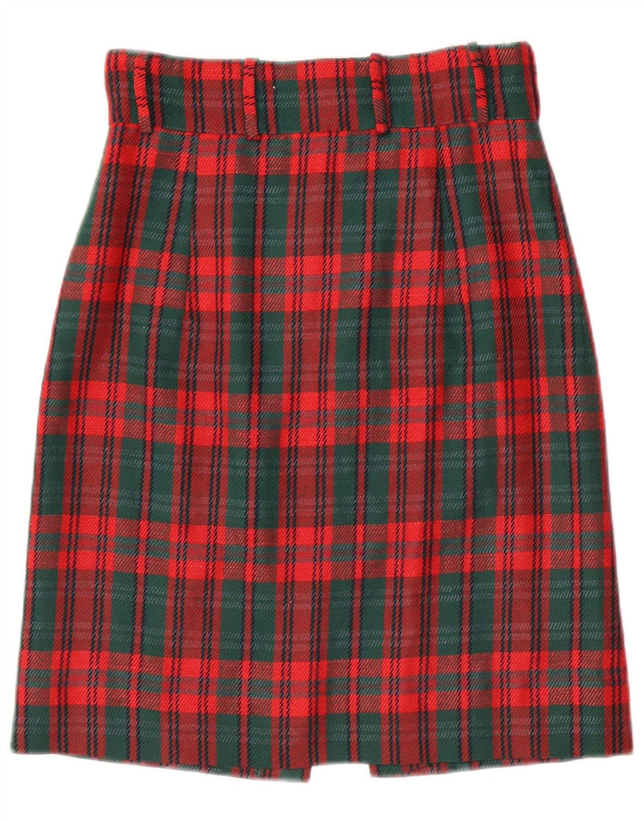 VINTAGE Womens Straight Skirt W28 Medium Red Check