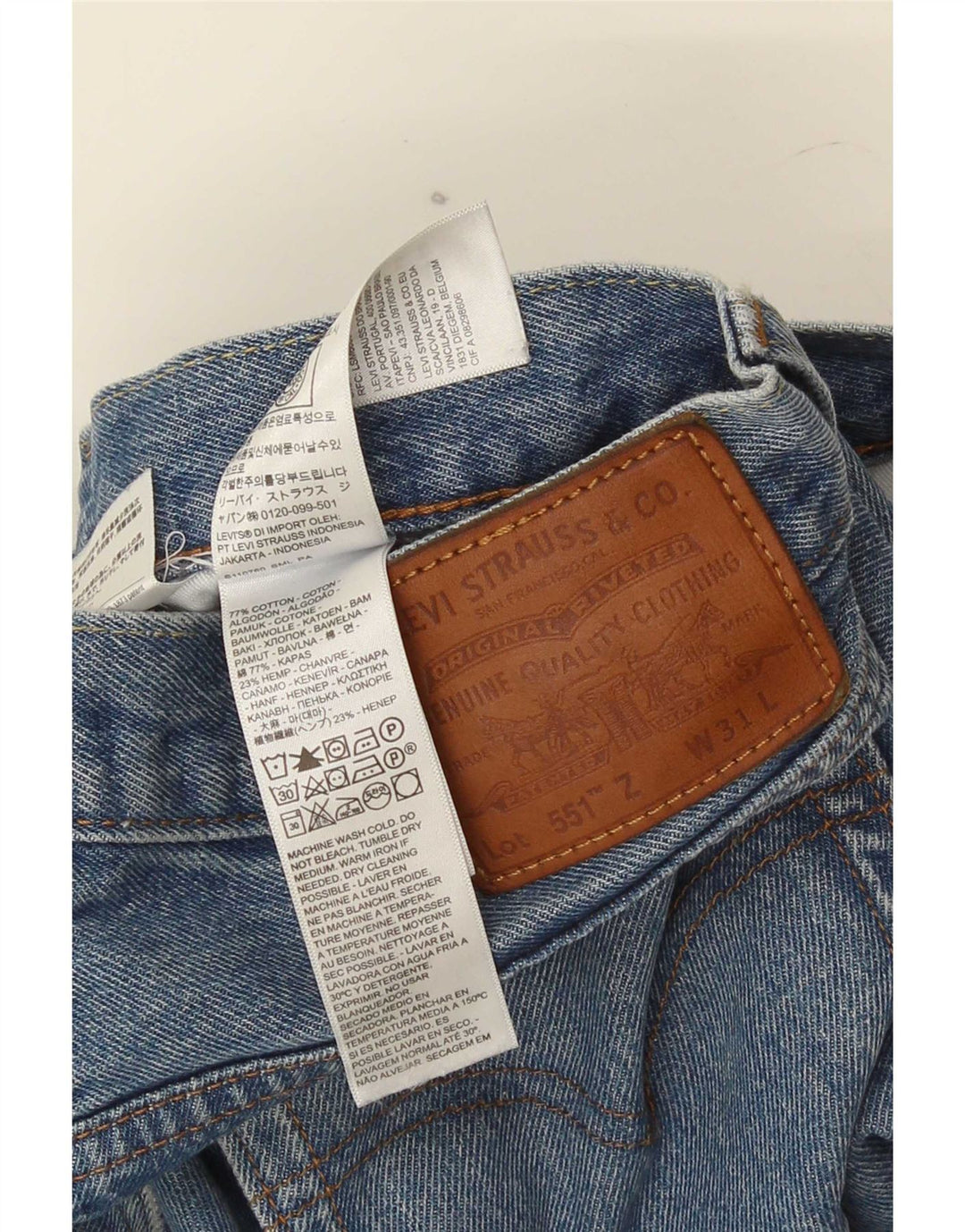 Levi's Herre 551 lige jeans W31 L26 blå bomuld