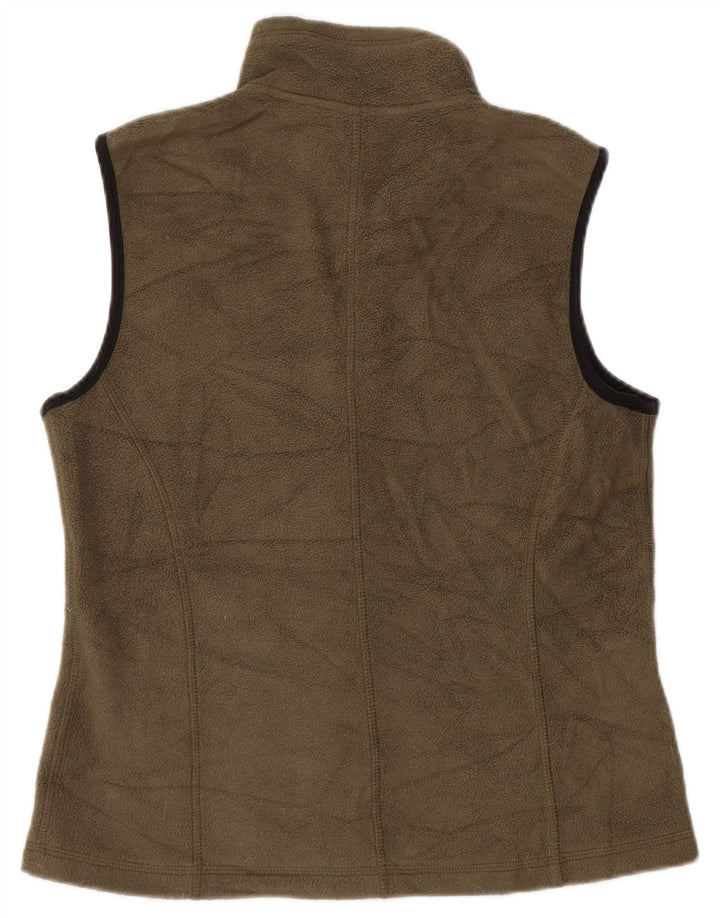 Eddie Bauer Dame Fleece Gilet UK 10 Small Khaki Polyester