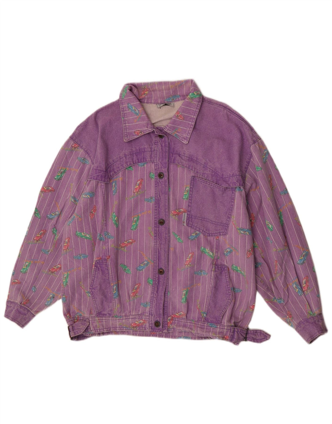 Tintoretto Dame denimjakke med abstrakt mønster EU 42 Stor Lilla Retro