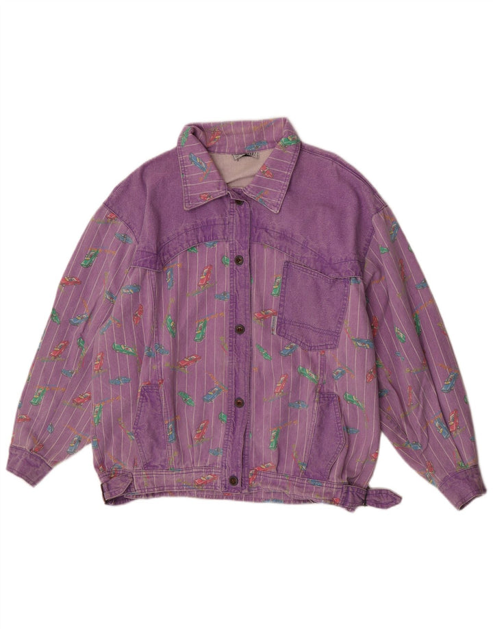 Tintoretto Dame denimjakke med abstrakt mønster EU 42 Stor Lilla Retro