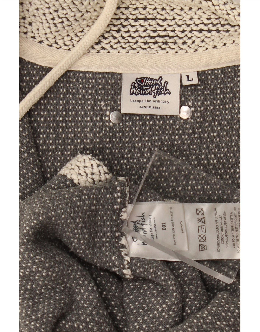 WEIRD FISH Herre Zip Neck Sweatshirt Jumper Large Grå Bomuld