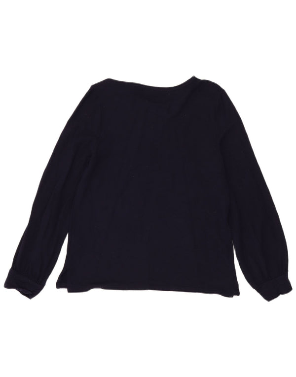 Oasis Dame Top Langærmet UK 14 Medium Navy Blue Viscose
