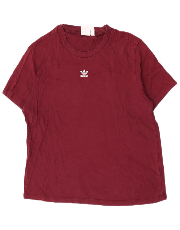 Adidas Dame T-Shirt Top UK 12 Medium Bourgogne Bomuld