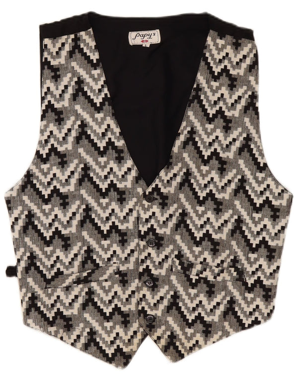 Vintage vest til mænd Stor sort geometrisk