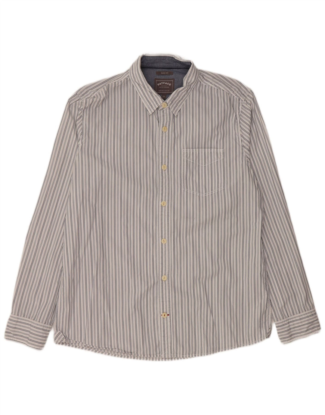 Fat Face Herre Slim Fit Shirt XL Hvidstribet bomuld