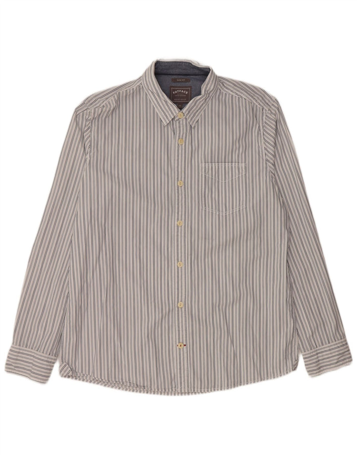 Fat Face Herre Slim Fit Shirt XL Hvidstribet bomuld