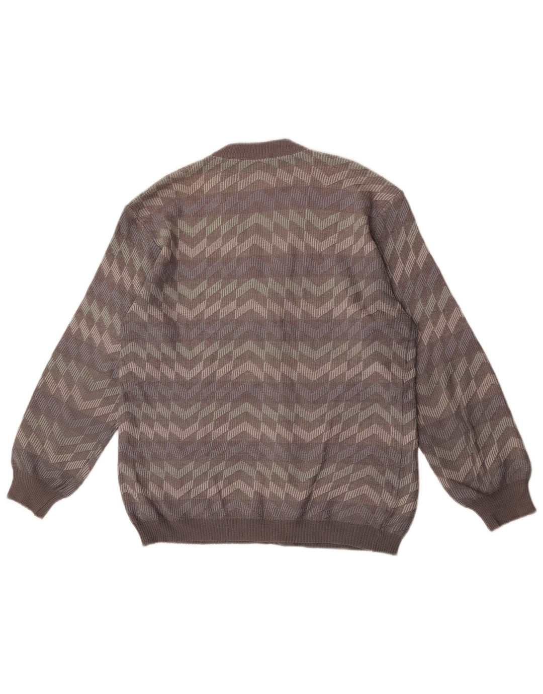 Bernardini Herre Cardigan Sweater Medium Grå Stribet Uld