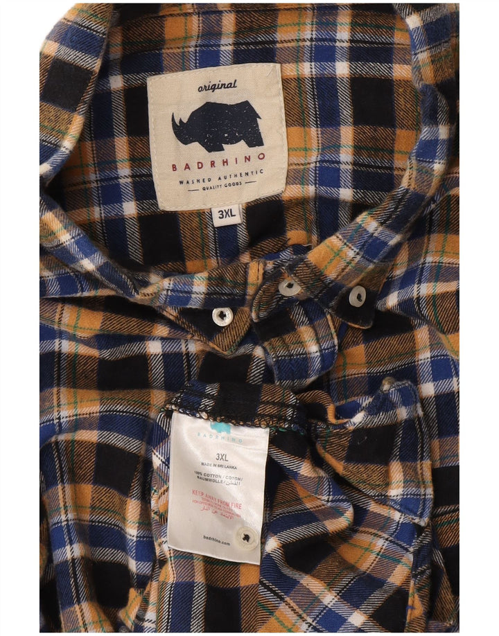 BadRhino Herre flannelskjorte 3XL marineblå ternet bomuld