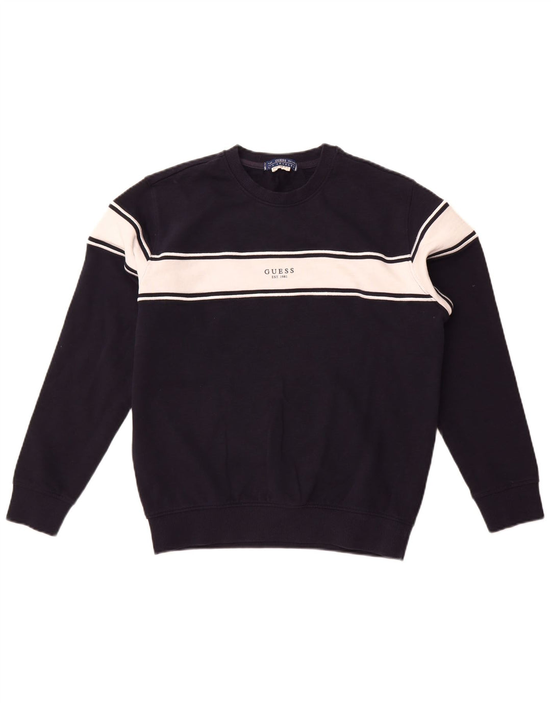 Guess grafisk sweatshirt til mænd, lille marineblå colourblock bomuld