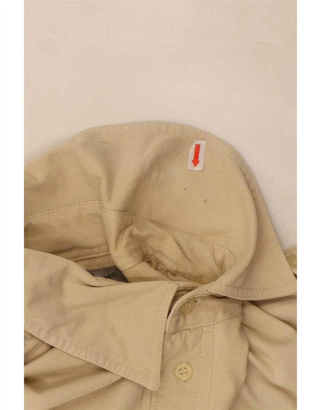 Vintage Herre Kortærmet Militær Pullover Shirt Stor Beige