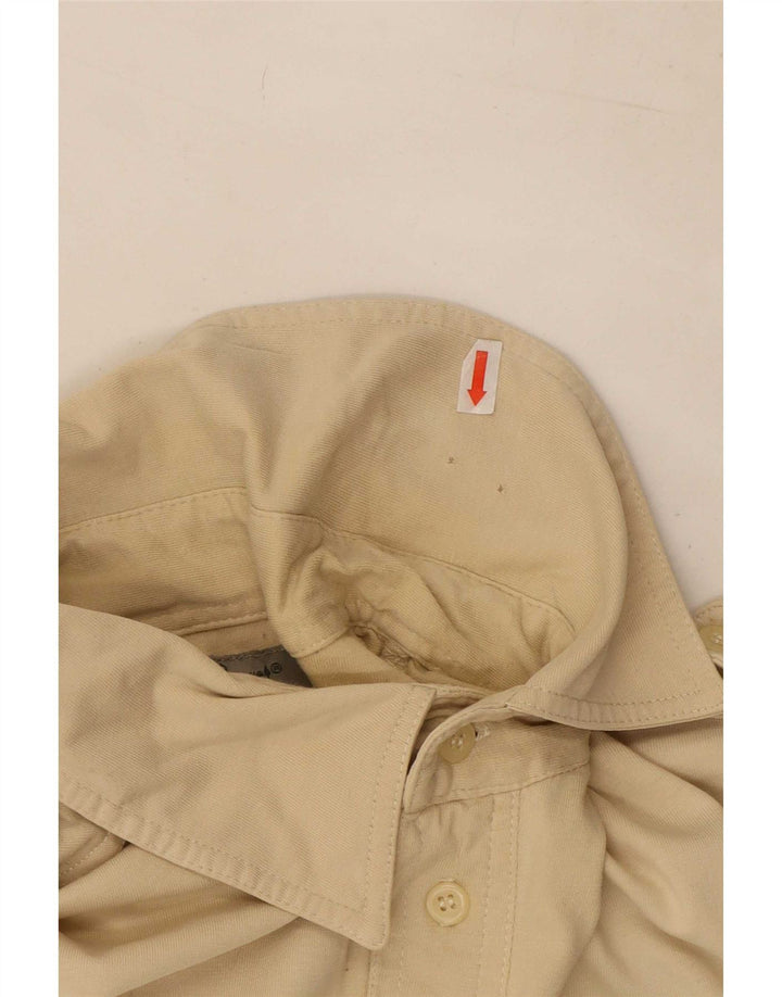 Vintage Herre Kortærmet Militær Pullover Shirt Stor Beige