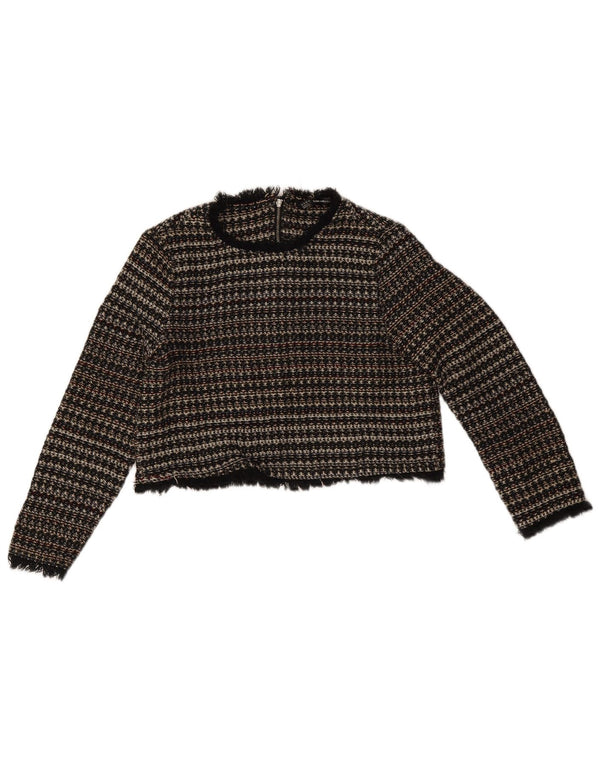 Zara Dame Boat Neck Jumper Sweater UK 12 Medium Flerfarvet Stribet