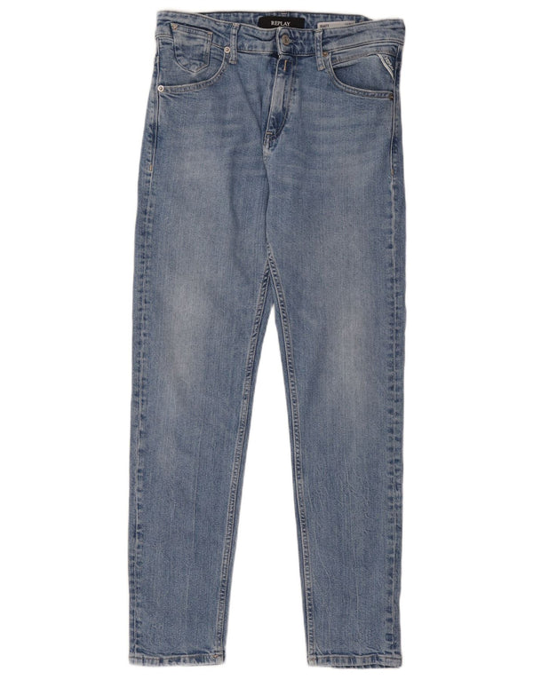 Replay Dame Marty Boy Fit Slim Jeans W28 L29 Blå