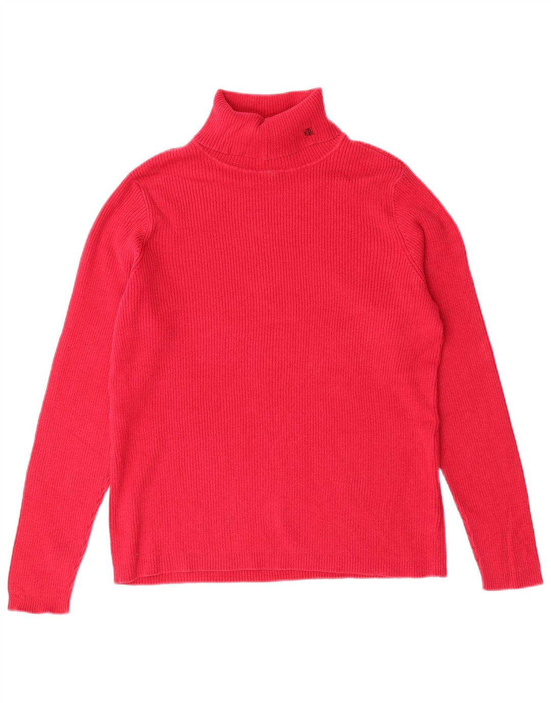 RALPH LAUREN Dame Rullehals Sweater UK 16 Stor Pink Bomuld