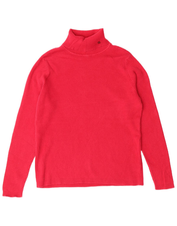 RALPH LAUREN Dame Rullehals Sweater UK 16 Stor Pink Bomuld