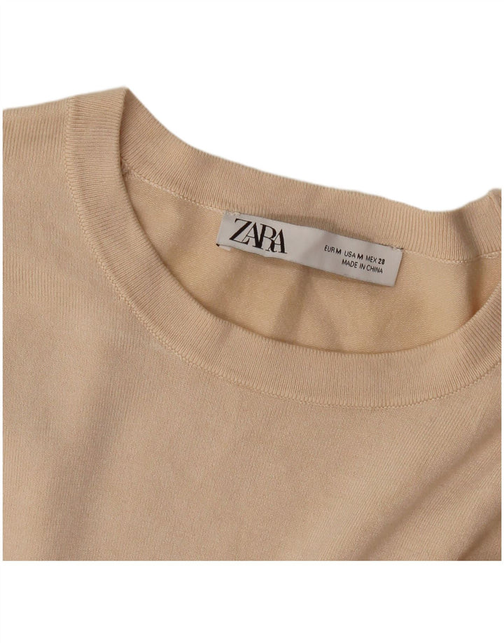 Zara Dame Boat Neck Jumper Sweater UK 12 Medium Beige