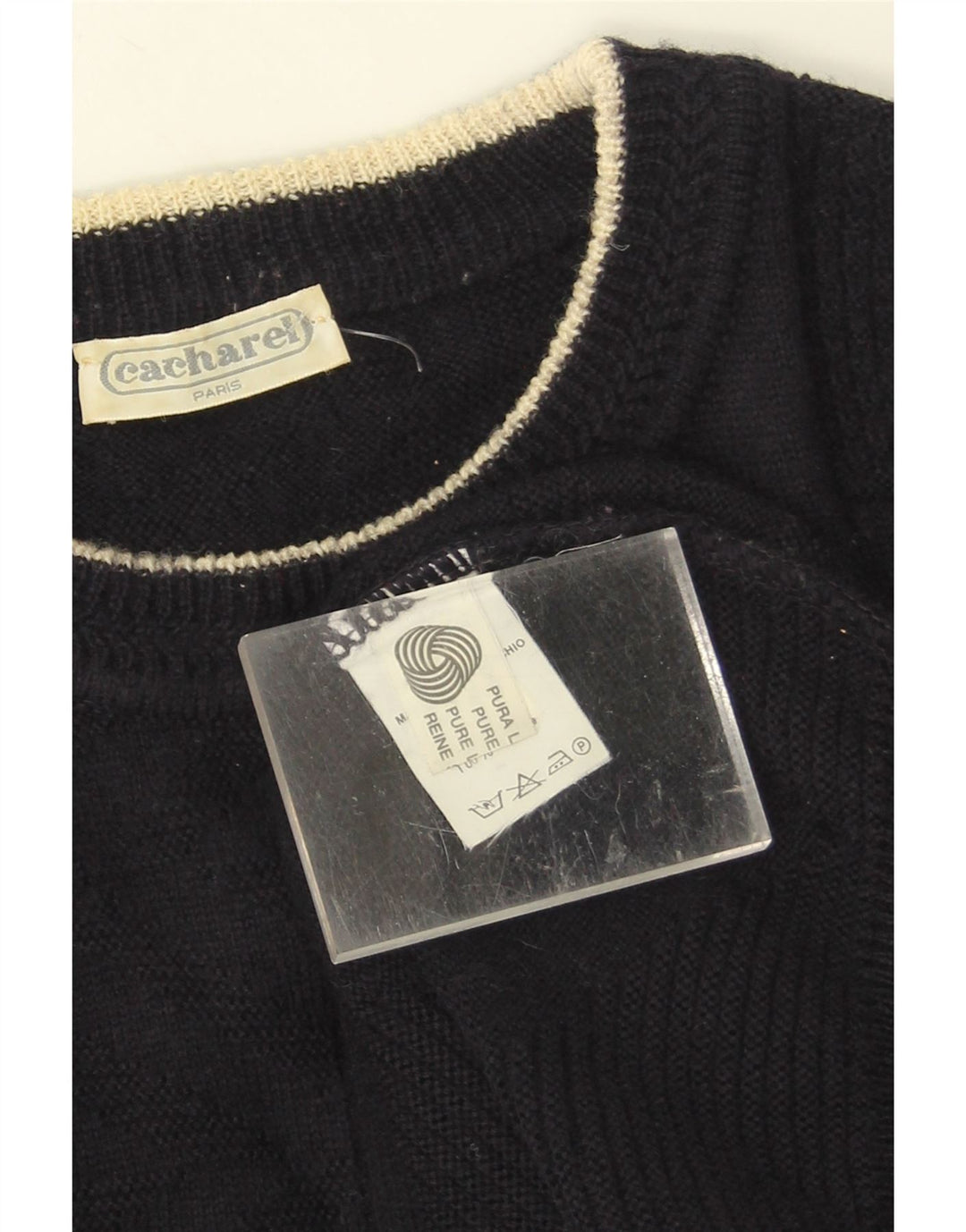 Cacharel Herre Crew Neck Jumper Sweater XL Navy Blue New Wool