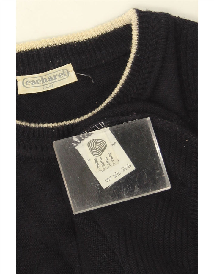 Cacharel Herre Crew Neck Jumper Sweater XL Navy Blue New Wool