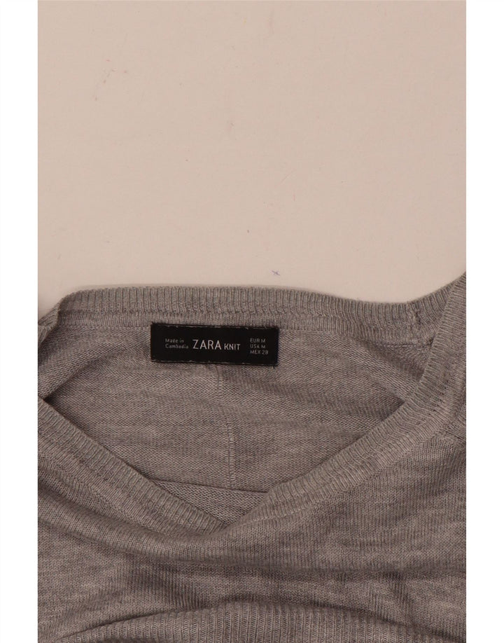 Zara Dame Boat Neck Jumper Sweater UK 14 Medium Grey