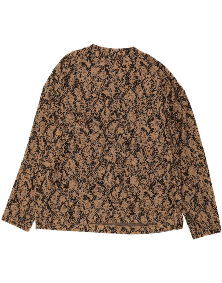 MARKS & SPENCER Womens Top Long Sleeve UK 16 Large  Brown Animal Print