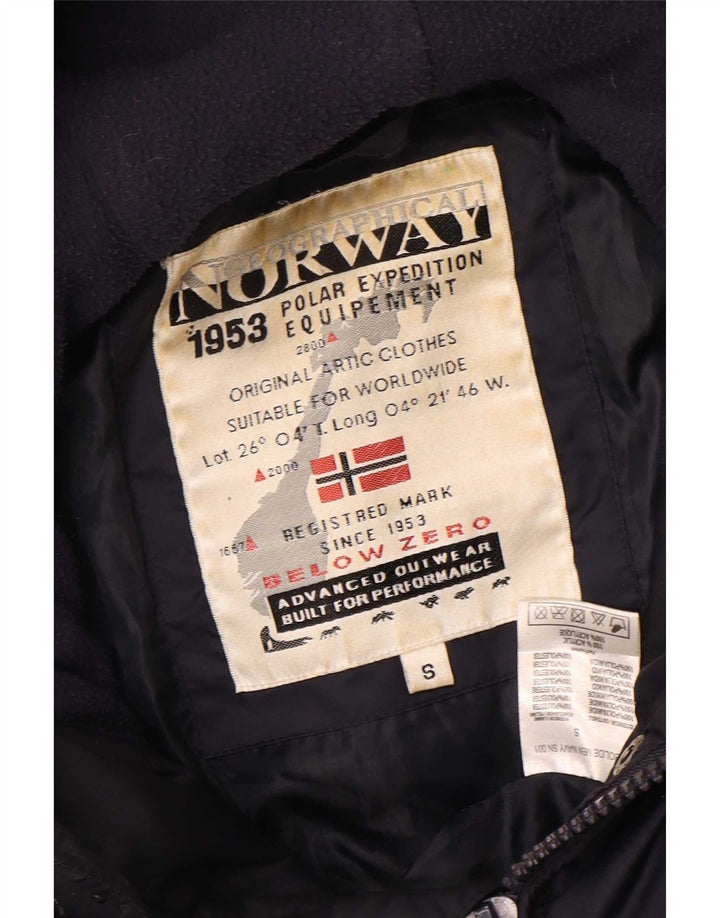 Norge Herre Hætte Anorak Polstret Jakke UK 36 Small Navy Blue Polyester