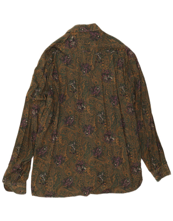 Vintage herreskjorte XL Khaki Paisley Viscose