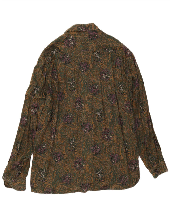 Vintage herreskjorte XL Khaki Paisley Viscose