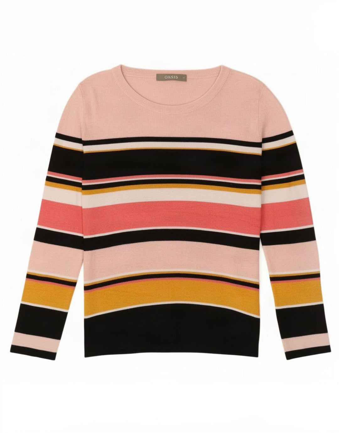 Oasis Dame Boat Neck Jumper Sweater UK 12 Medium Flerfarvet Stribet
