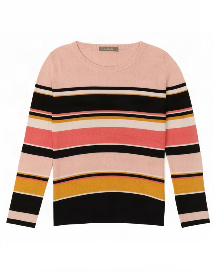 Oasis Dame Boat Neck Jumper Sweater UK 12 Medium Flerfarvet Stribet