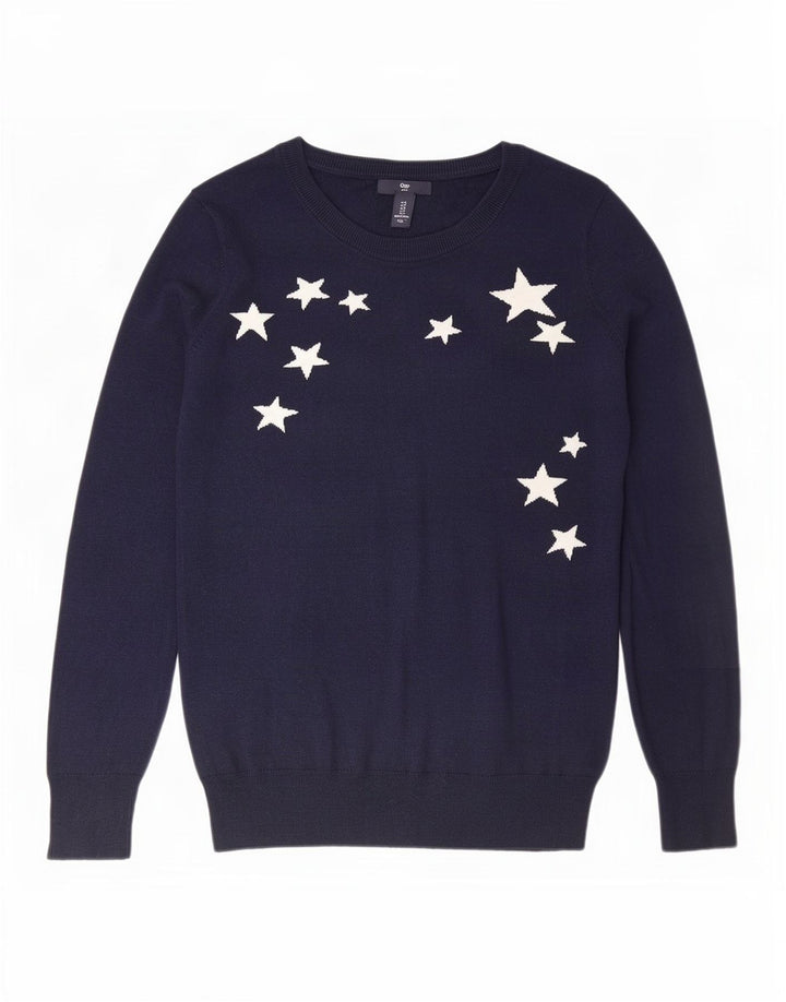 Gap kvinders abstrakt mønster rund hals sweater UK 10 lille marineblå