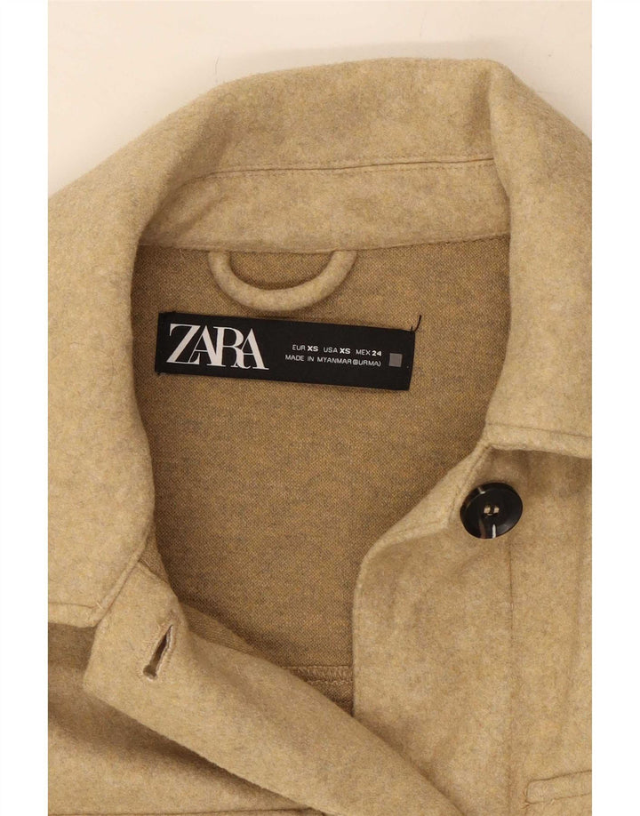 Zara Womens Utility Jacket UK 6 XS Beige Polyester