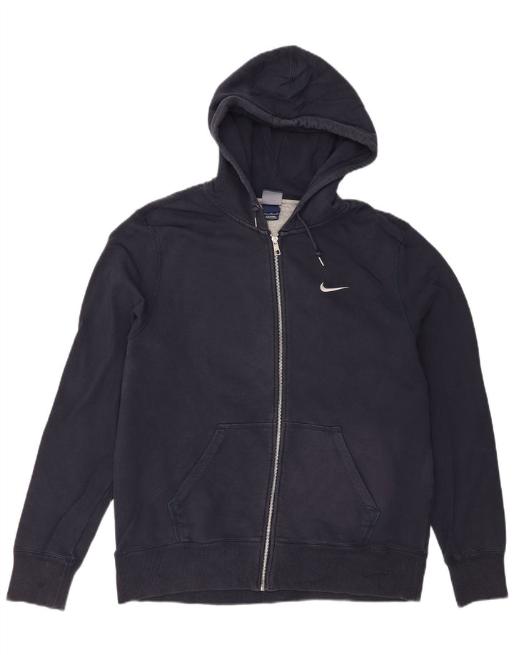 NIKE Mens Zip Hoodie Sweater XL Navy Blue Cotton