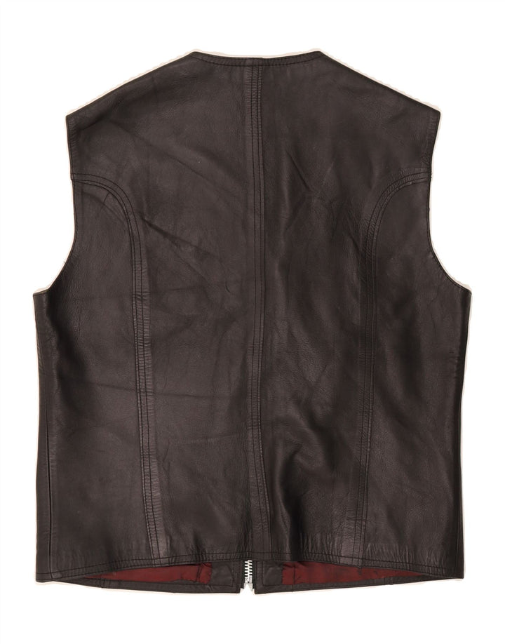 VINTAGE Womens Crop Leather Gilet IT 54 4XL Black Leather Vintage Vintage and Second-Hand Vintage from Messina Hembry 
