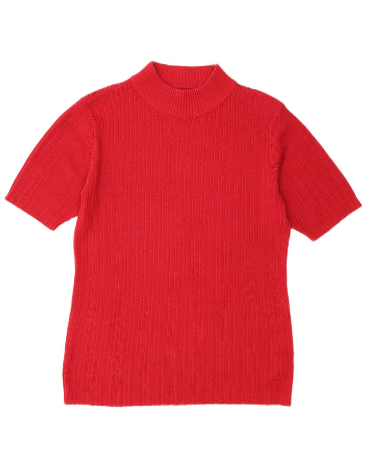 ST. BERNARD Womens Short Sleeve Turtle Neck Jumper Sweater UK 10 Small Red