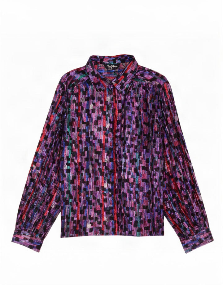 Elsie Whiteley Dame Skjorte Bluse UK 16 Stor Flerfarvet Geometrisk